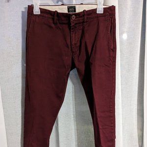 J. Crew Stretch 484 Slim Chino Pant - 29x32 Maroon Burgundy (MSRP $79.50)